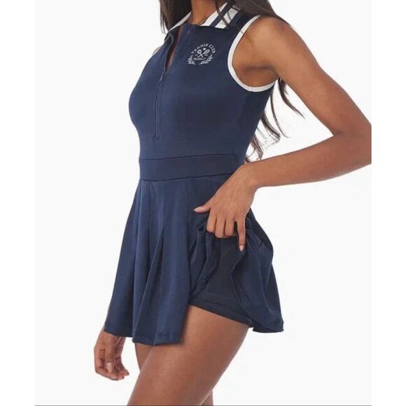 WeWoreWhat NAVY BLUE White Tennis Dress - Size Small TENNIS CLUB NEW YORK - Picture 2 of 7
